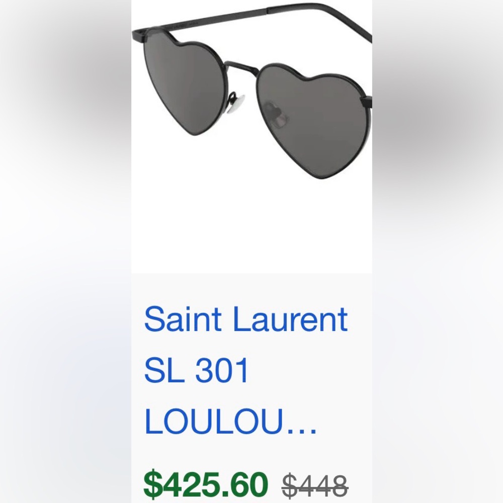 Saint Laurent Black Heart Sunglasses